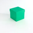 Zöld fedeles fémdoboz  kocka alakú, ajándékok számára