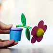 Wooden Pink Flower with Under Spring in pot