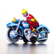 Blue motor rider hungarian replica tin toy