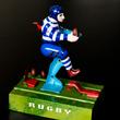 Blue Rugby player tin toy