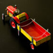 Red Tractor with trailer tin toy