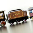 Brown train tin toy 35cm