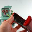 Retro távirányítós robot lemezből Retro távirányítós robot lemezből