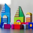 Spotted stripped cubes city construction toy 