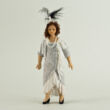 Porcelain doll in silver dress 15 cm