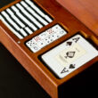 Játékszett (pókerkocka, dominó és kártya) - fa dobozban