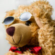 Warm Yellow Bear with tie and sunglasses 30cm