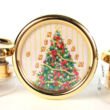 Round music box with christmas motives