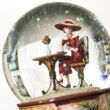 Lady with coffee - musical shimmering snowglobe