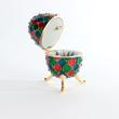Vörös-zöld- kék színű, káró mintás zenélő Faberge tojás Vörös-zöld- kék színű, káró mintás zenélő Faberge tojás