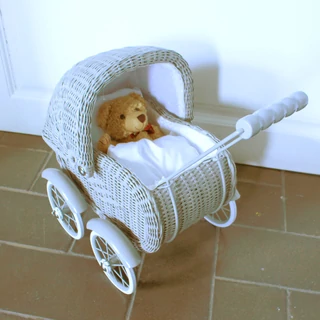 Fonott retro játék babakocsi  szürke Fonott retro játék babakocsi  szürke
