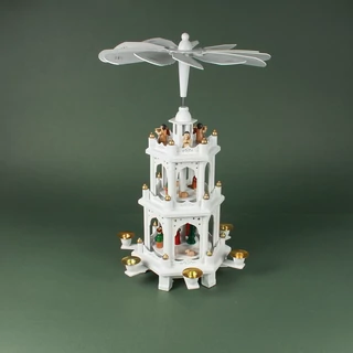 Fehér és arany Karácsonyi forgó 3 szintes 45cm Fehér és arany Karácsonyi forgó 3 szintes 45cm