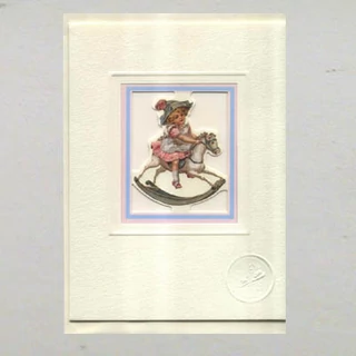 Kislány hintalovon  üdvözlőlap borítékkal