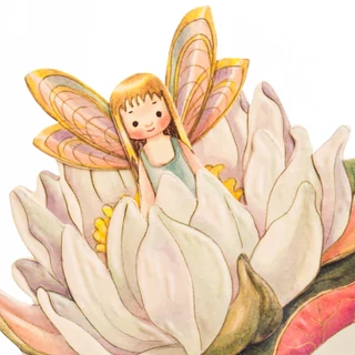 Tavi rózsa tündér  térbeli üdvözlőlap Tavi rózsa tündér  térbeli üdvözlőlap