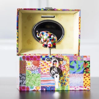 Elmer, a kis patchwork elefánt   zenélő persely Elmer, a kis patchwork elefánt   zenélő persely