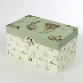 Virágtündér zenélő ékszerdoboz téglalap alakú