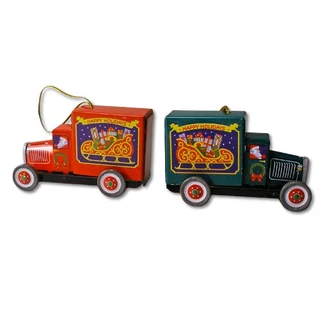 Karácsonyi furgon  függeszthető dekoráció lemezből Karácsonyi furgon  függeszthető dekoráció lemezből