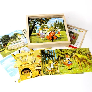 MESEKOCKÁK  - puzzle - fa dobozban MESEKOCKÁK  - puzzle - fa dobozban