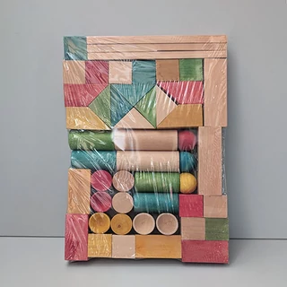 Retro Építőkocka készlet pasztell színekben, fából Retro Építőkocka készlet pasztell színekben, fából