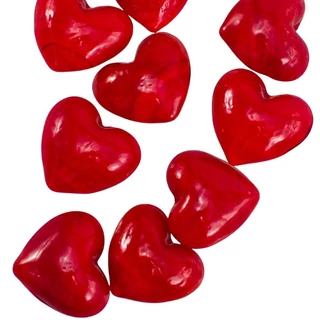 Átlátszó piros üvegszív 2,5 cm