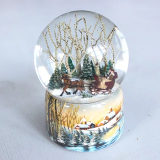 Horse sleight snow globe