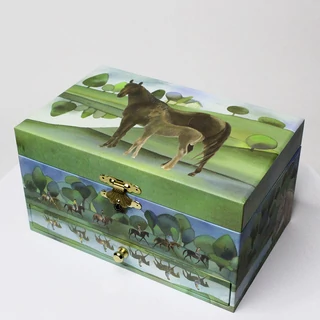 Barna lovas zenedoboz  -  világít a sötétben Barna lovas zenedoboz  -  világít a sötétben