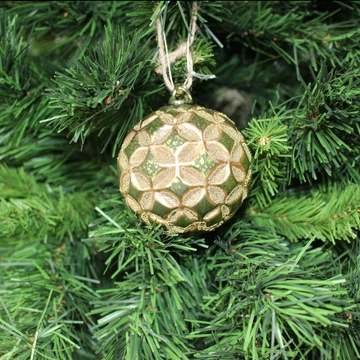 Aranyzöld gömb  karácsonyfadísz