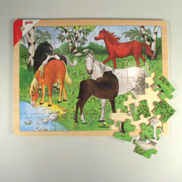 Pónifarm    puzzle fából lovas képpel 48 elemes
