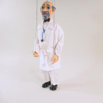 Mosolygós orvos marionett 25 cm
