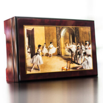 Degas: Balettpróba zenélő ékszerdoboz selyemszoknyás balerinával (Strauss: Császárkeringő)
