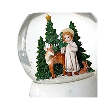 Musical snow globe angel with deer