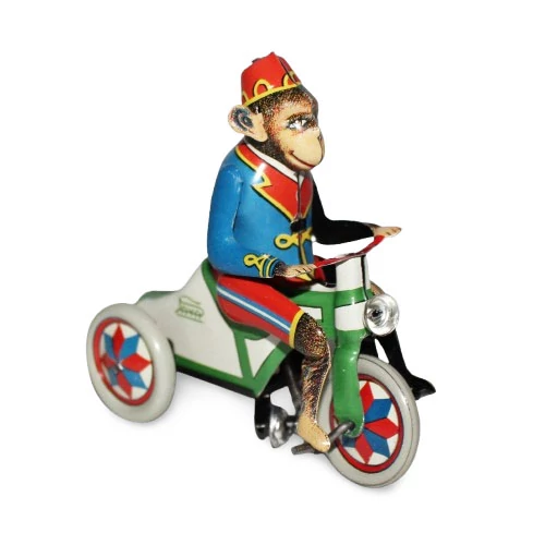 40s'50s'ビンテージトイリング三猿ピエロパイレーツおもちゃバイカーtoys Monkey tricycle - original Paya tin toy - 1940 model - Original